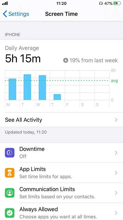 screen time settings