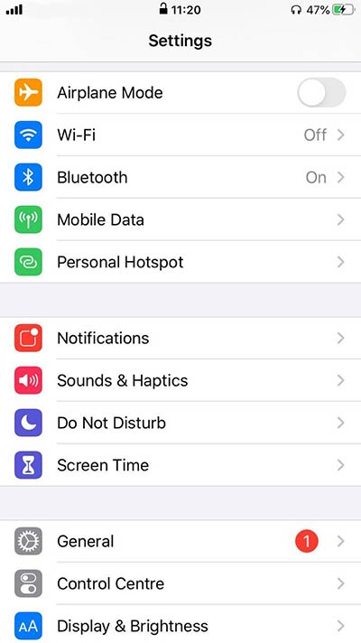iphone settings